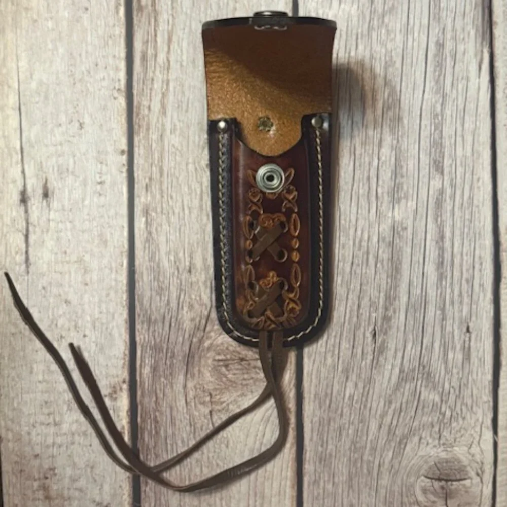Vintage Tooled Leather Harley-Davidson Belt Loop Knife Sheath — Eagle Wing Desig